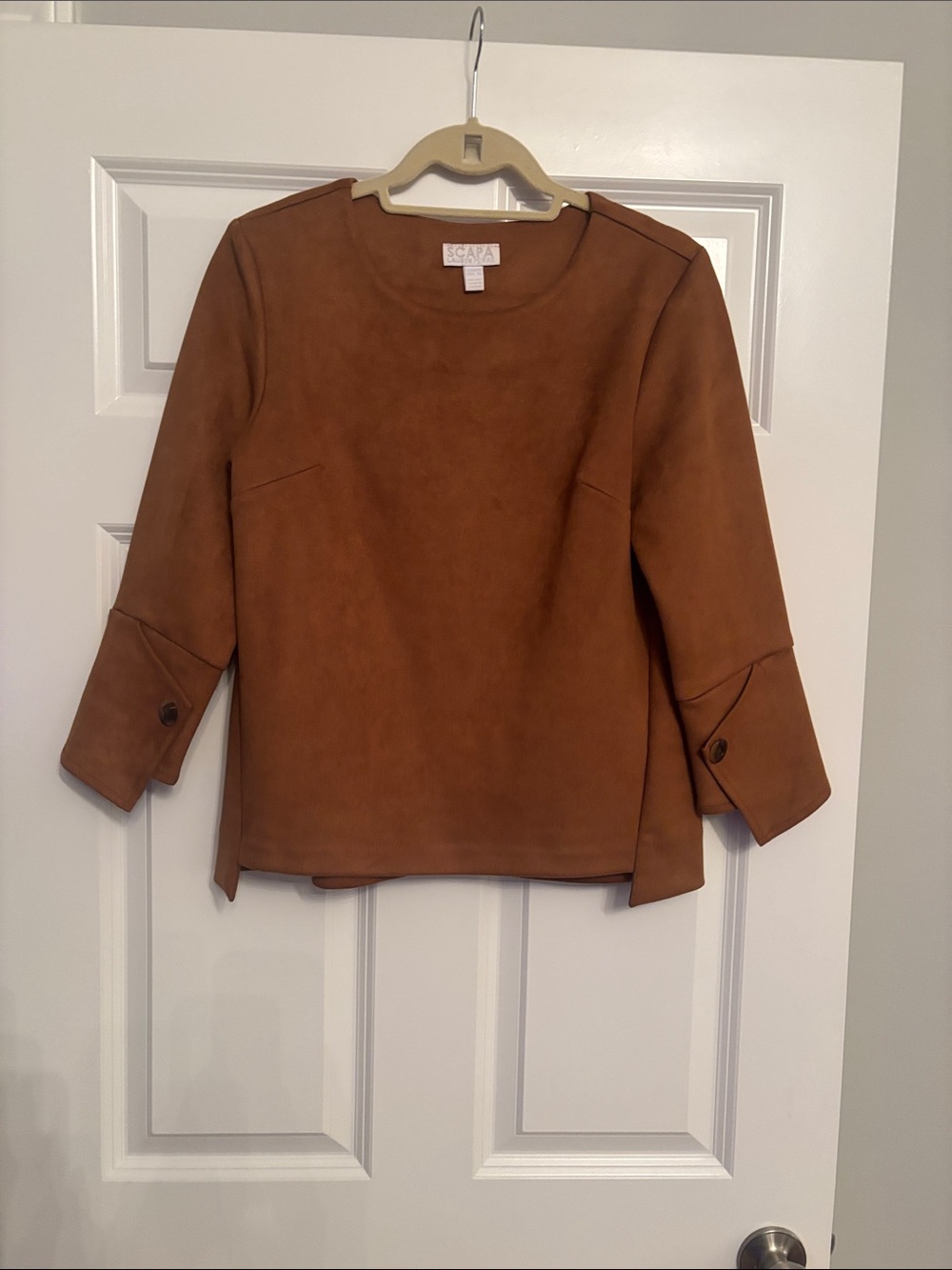 Scarpa Women's Cognac Faux Suede Three-Quarter Sleeve Tunic